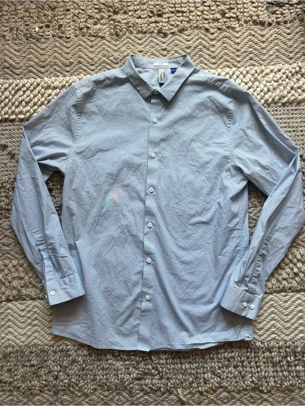 Men's Light Blue Micro-Pattern Dress Shirt — Classic Point Collar